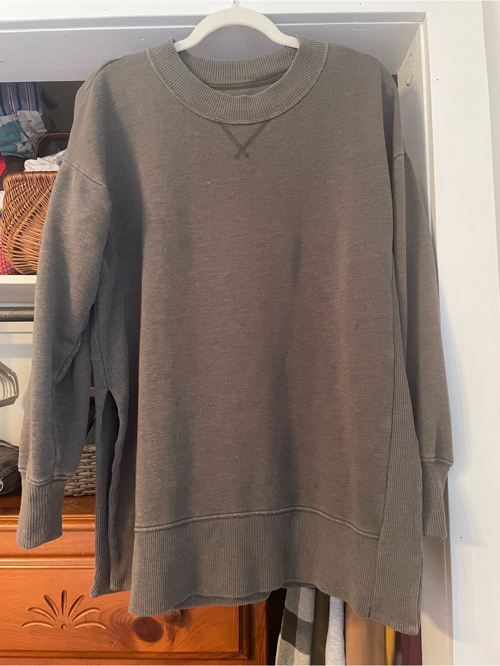 Aerie XS Oversized Cotton Slit sides long Sweatshirt